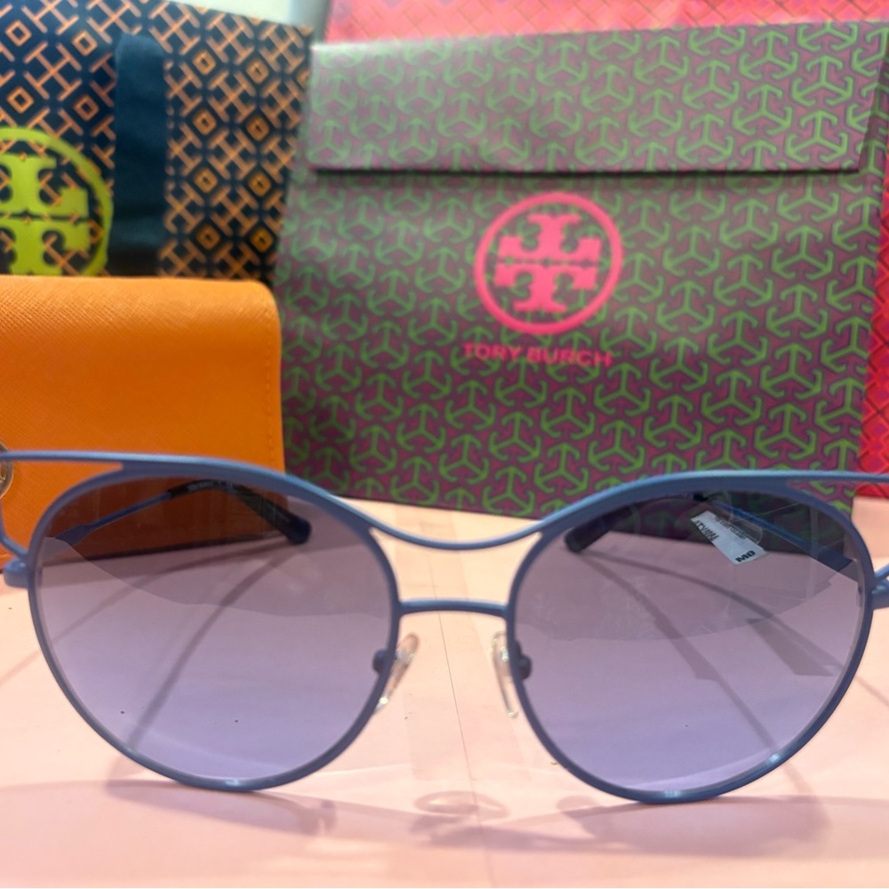 Tory Burch Chic Aviator Blue Glasses New Authentic